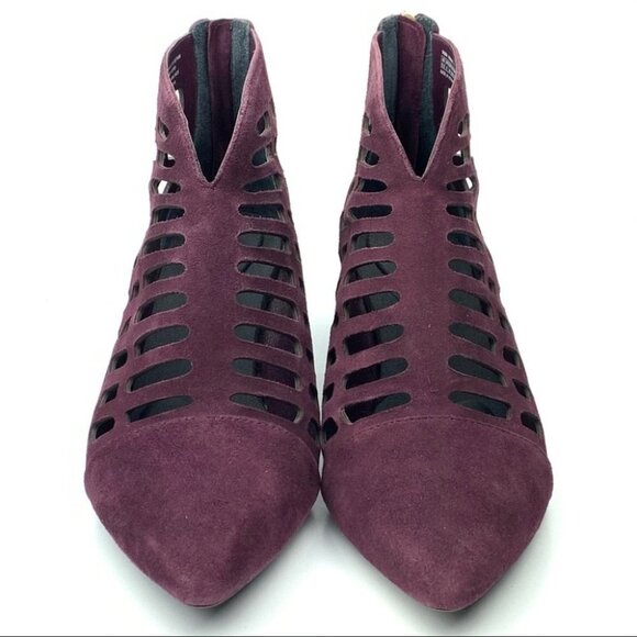 Rockport booties size 8.5 39 plum purple suede cut out cap pointy toe boots - Picture 11 of 12